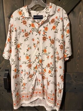 Abercrombie & Fitch Cream Short-Sleeve Button-Up Shirt 2XL